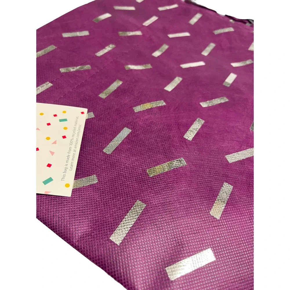 25 x Large 18" Purple Fabric Gift Bags w/ Silver Ribbon | Christine Taylor CTC - Picture 5 of 13